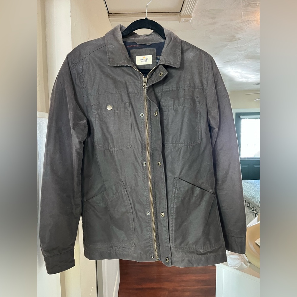 Marine Layer Otis waxed canvas jacket in brown size small men’s